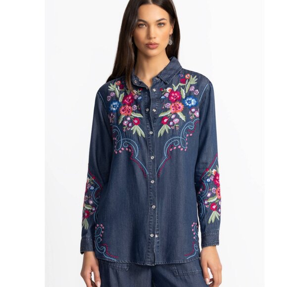 Johnny Was Tops - Johnny Was OVERSIZED SHIRT TUNIC Medium NWT